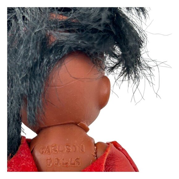 Vintage Carlson Dolls Native American Set Of 2 In Leather Outfits Black Hair - Picture 10 of 12